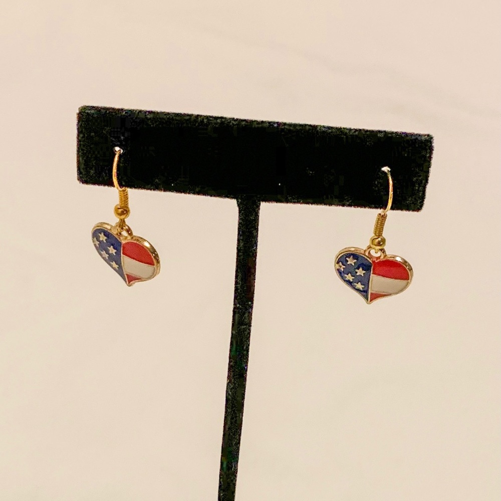 American Flag Heart Earrings
